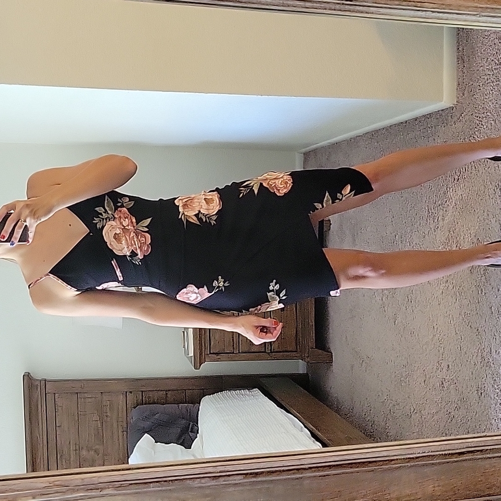 Black Floral Tight Dress